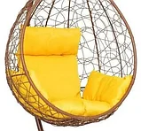 Подвесное кресло-кокон SEVILLA белый каркас (желтая подушка), фото 3