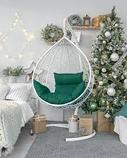 Подвесное кресло-кокон SEVILLA белый каркас (зеленая подушка), фото 5