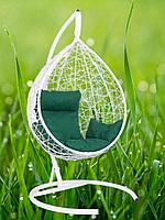 Подвесное кресло-кокон SEVILLA белый каркас (зеленая подушка)