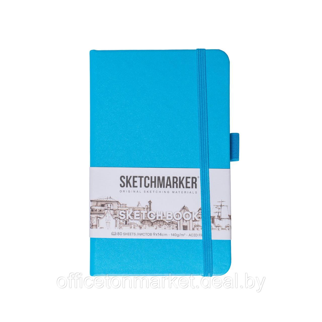Скетчбук "Sketchmarker", 9x14 см, 140 г/м2, 80 листов, синий неон - фото 1 - id-p224014494