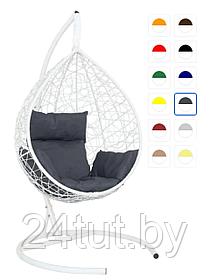Подвесное кресло-кокон SEVILLA белый каркас (темно-серая подушка)