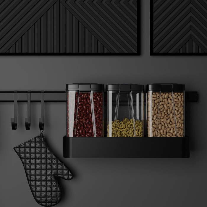 Рейлинговая система для кухни на 8 предметов Доляна, 60,5 см, цвет чёрный - фото 6 - id-p224021200