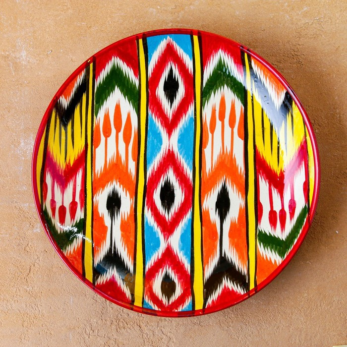 Ляган круглый Риштанская керамика 28см, Атлас - фото 1 - id-p224021240