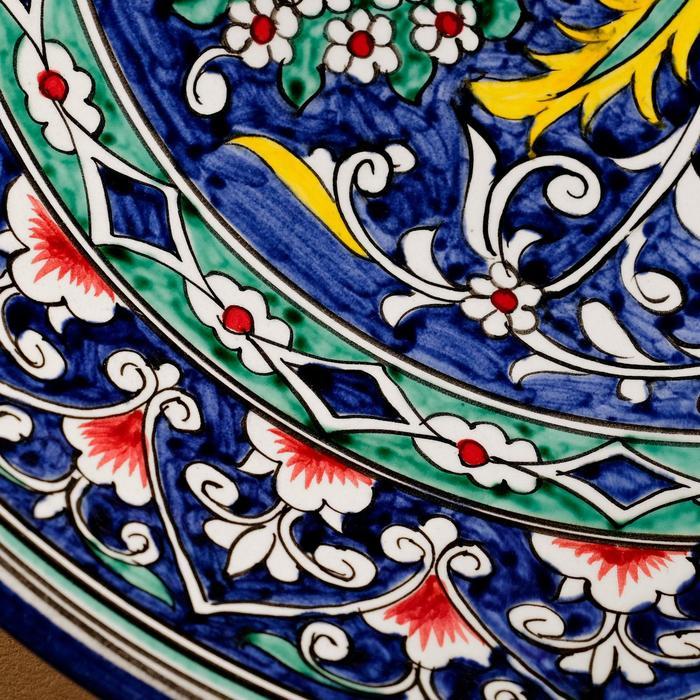 Ляган Риштанская Керамика "Цветы", 33 см, синий - фото 3 - id-p224021252
