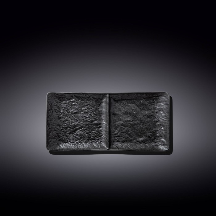 Блюдо прямоугольное Wilmax England Slate Stone, 2-х секционное, размер 27х13 см, цвет чёрный сланец - фото 1 - id-p224021283