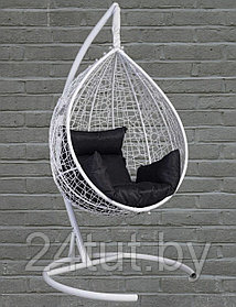 Подвесное кресло-кокон SEVILLA белый каркас (черная подушка)