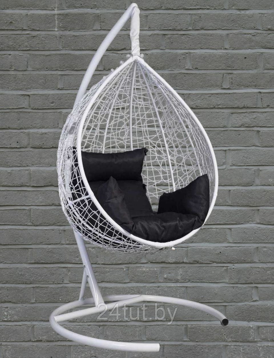 Подвесное кресло-кокон SEVILLA белый каркас (черная подушка) - фото 1 - id-p224021461