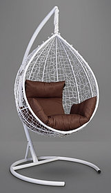 Подвесное кресло-кокон SEVILLA белый каркас (подушка цвет шоколад)