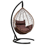 Подвесное кресло-кокон SEVILLA  ротанг цвет горячий шоколад (подушка цвет шоколад), фото 2