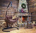 Подвесное кресло-кокон SEVILLA  ротанг цвет горячий шоколад (подушка цвет шоколад), фото 5