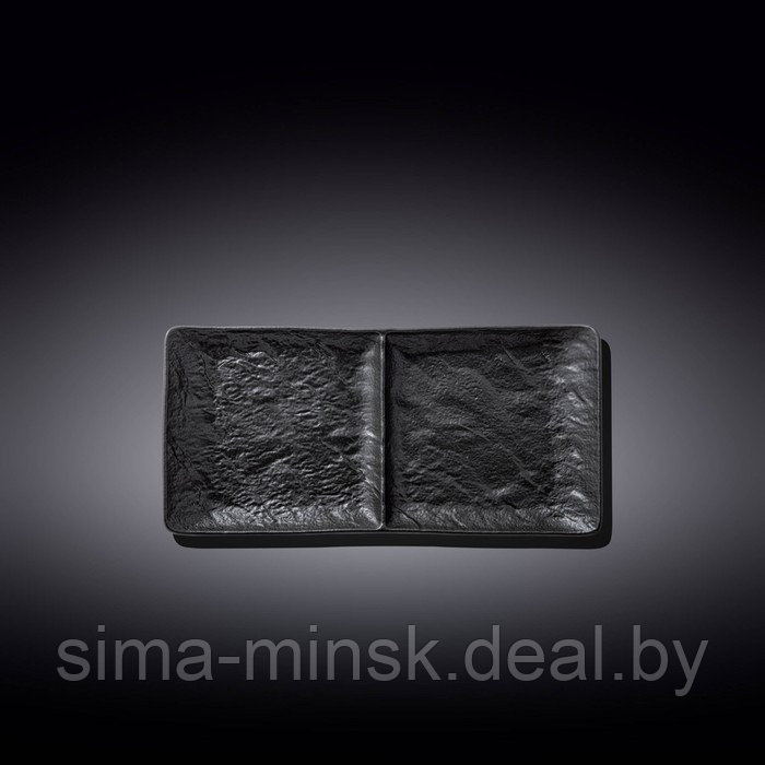 Блюдо прямоугольное Wilmax England Slate Stone, 2-х секционное, размер 27х13 см, цвет чёрный сланец - фото 1 - id-p224022206