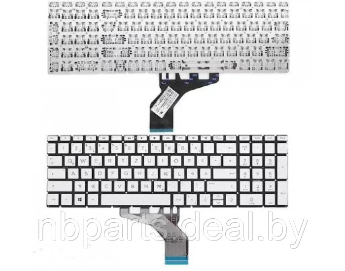 Клавиатура для ноутбука HP Pavilion 15-DA 15-DB, серебро, с подсветкой, маленький Enter, RU - фото 1 - id-p222784909