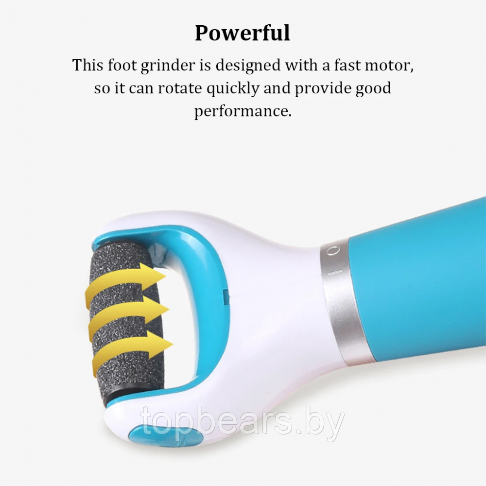 Пилка электрическая роликовая для педикюра Cordless Electric Callus Remover (2 насадки) - фото 10 - id-p219502108