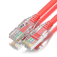 GCR Патч-корд 0.3m UTP кат.6, красный, коннектор ABS, 24 AWG, ethernet high speed 10 Гбит/с, RJ45, T568B,