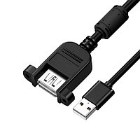 GCR Удлинитель 1.5m USB AM/AF крепление под винт, черный, GCR-54747 GCR Удлинитель 1.5m USB AM/AF крепление