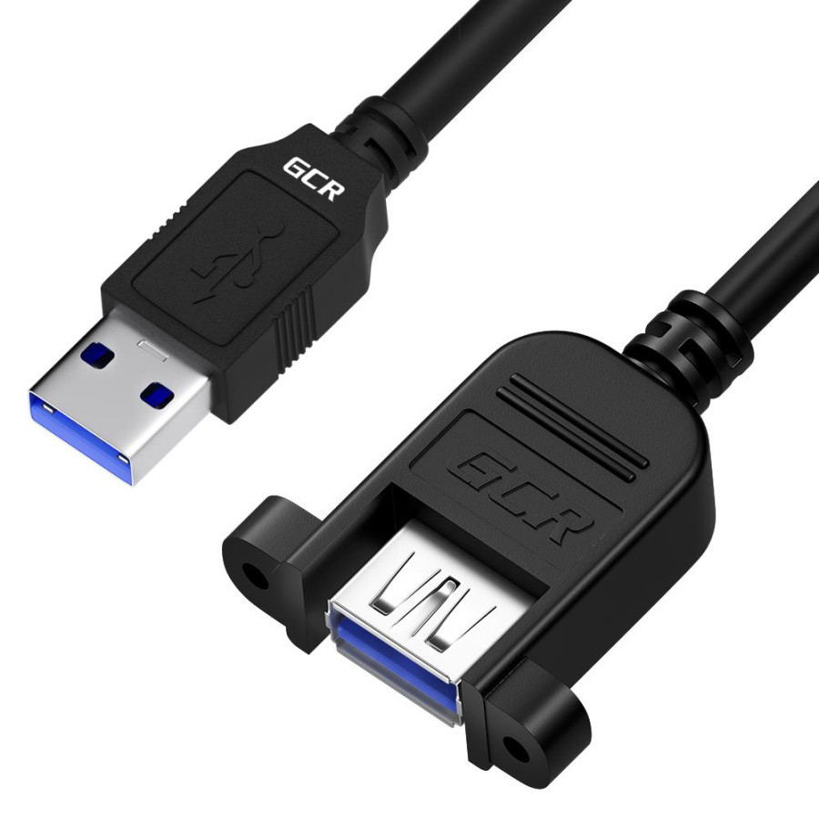 GCR Удлинитель 2.0m USB 3.0, AM/AF крепление под винт, черный, GCR-53902 GCR Удлинитель 2.0m USB 3.0, AM/AF - фото 1 - id-p224026104