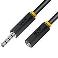 GCR Удлинитель для гарнитуры 7.5m jack 3,5mm/jack 3,5mm черный, желтая окантовка, 28AWG, M/F, GCR-54003 GCR