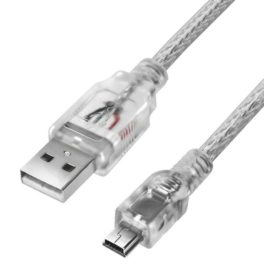 Кабель GCR PROF 0.5m USB 2.0, AM/mini 5P, прозрачный, 28/24 AWG, экран, армированный, морозостойкий, - фото 1 - id-p224027215