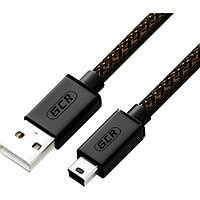 Кабель GCR PROF 2.0m USB 2.0, AM/mini 5P, черно-прозрачный, 28/24 AWG, экран, армированный, морозостойкий,