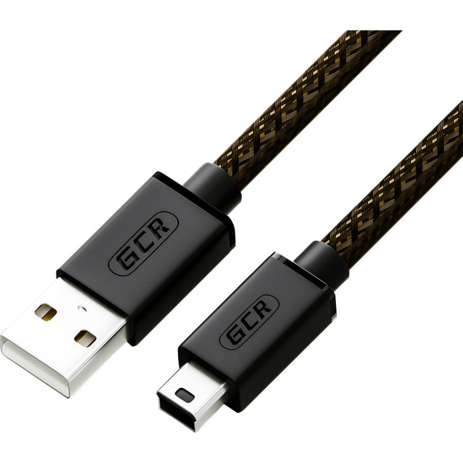 Кабель GCR PROF 2.0m USB 2.0, AM/mini 5P, черно-прозрачный, 28/24 AWG, экран, армированный, морозостойкий, - фото 1 - id-p224027223