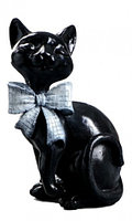 Фигура полистоун «Кот с бантом сидит» 23*15 см, черный