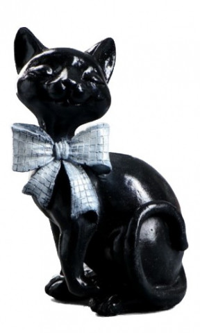 Фигура полистоун «Кот с бантом сидит» 23*15 см, черный - фото 1 - id-p203781609