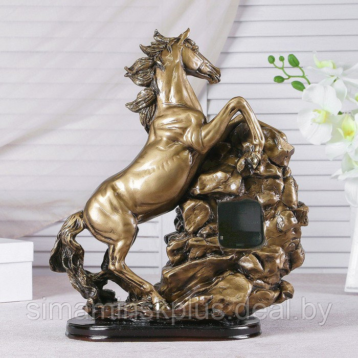 Часы настольные каминные "Лошадь", 40 х 31 х 15 см, золото - фото 3 - id-p224028904