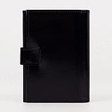 Обложка для автодокументов и паспорта на кнопке, отдел для купюр, 5 карманов для карт, цвет чёрный, фото 2
