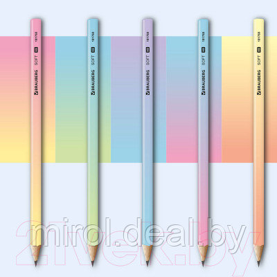 Набор простых карандашей Brauberg Soft Pastel / 880759 - фото 9 - id-p224053640