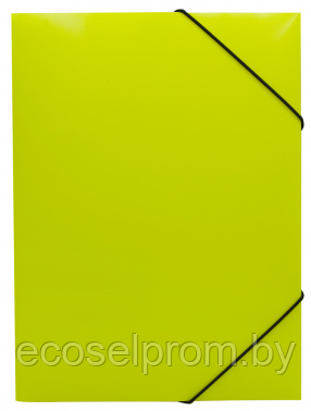 Папка на резинке Бюрократ Double Neon DNE510YELBL A4 пластик кор.30мм 0.5мм желтый/черный - фото 1 - id-p224062400