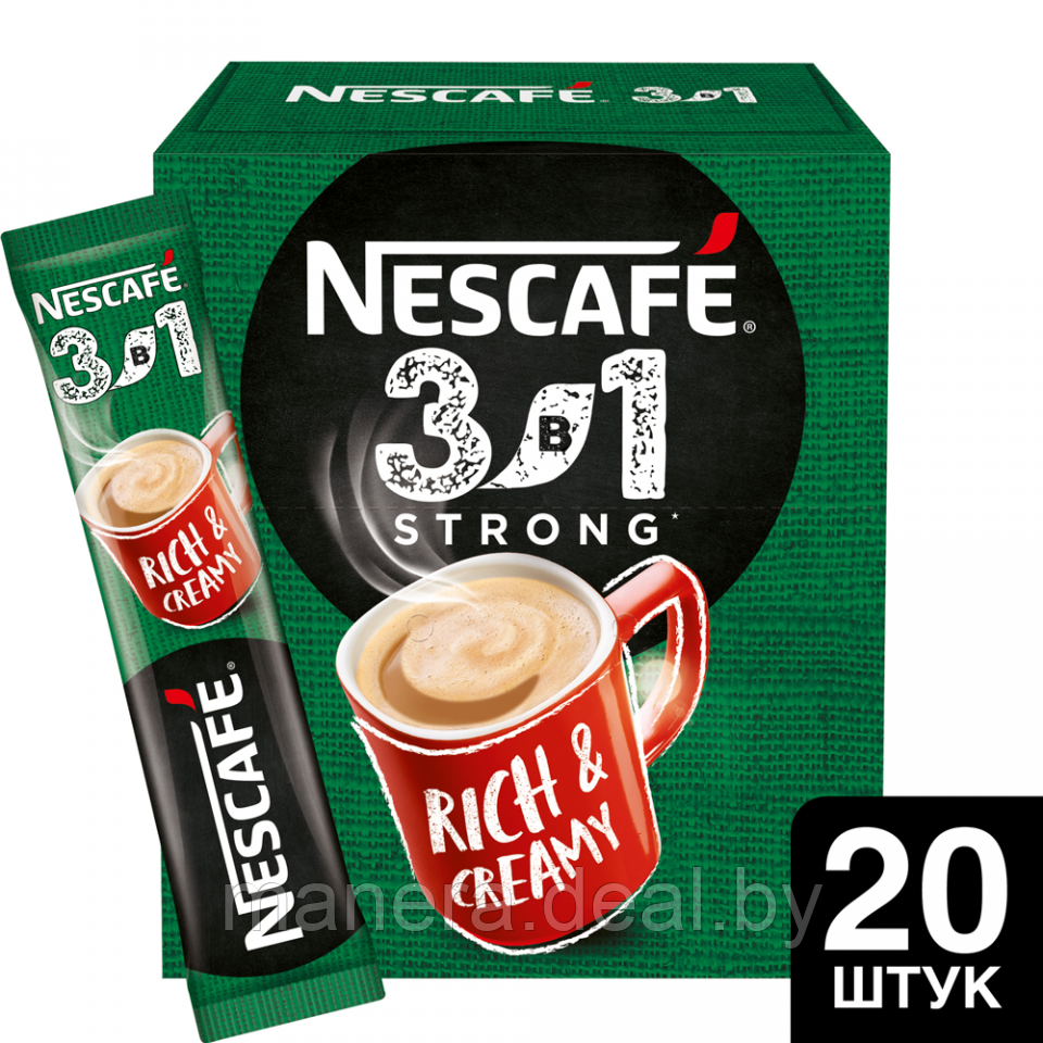 Кофейный напиток NESCAFE 3в1 Крепкий растворимый ( 20шт/уп ) - фото 1 - id-p85312131