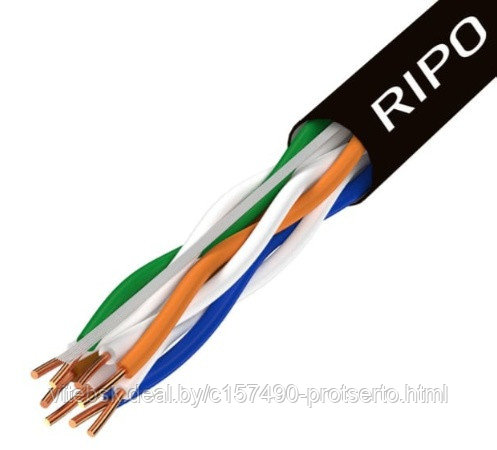 Кабель для локальных компьютерных сетей UTP4 CAT5E 24AWG Cu (outdoor) RIPO - фото 2 - id-p224078207