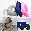 Подушка надувная под голову для путешествий Travel Selectionмаска для сна Бордовая, фото 3