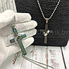 Кулон-подвеска Крест с кольцом на цепочке Синий, фото 6