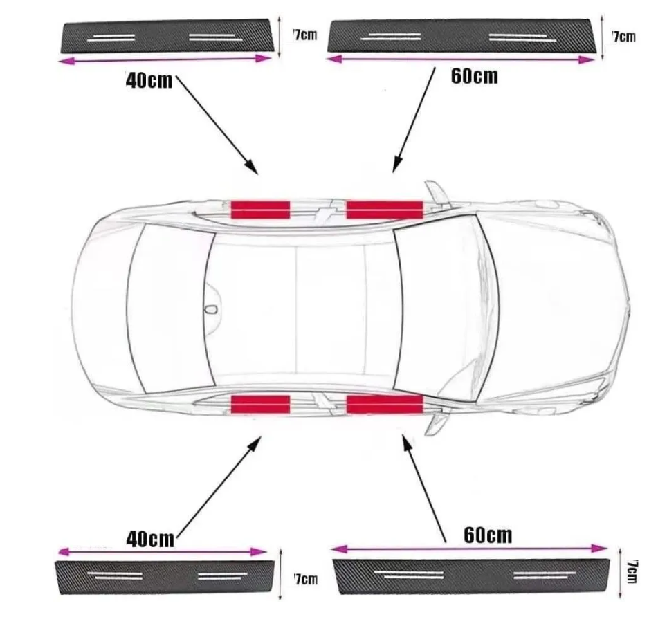 Защитные наклейки на пороги автомобиля / Накладки самоклеящиеся 4 шт. TOYOTA - фото 2 - id-p223217014