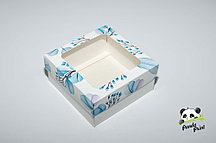 Коробка с прозрачным окном 220х220х100 Настроение свежести (белое дно)