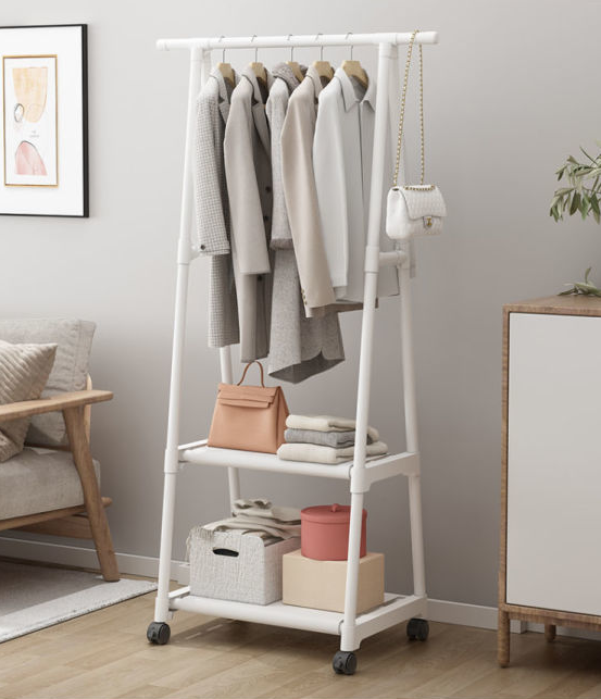 Вешалка передвижная напольная с полками Triangle clothes Rack 160х55х42 см. / Стойка для вещей, обуви на колес - фото 5 - id-p213176240