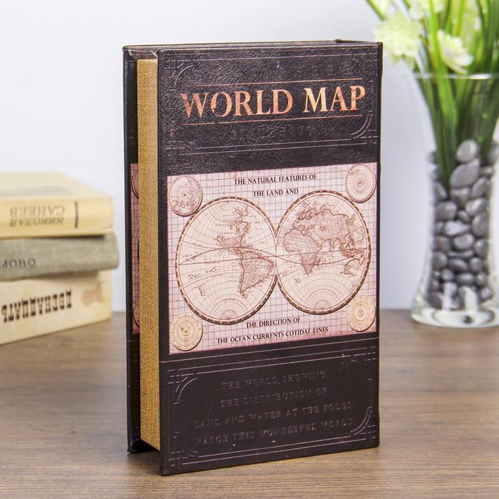 Книга-сейф "Карта мира" кожзам 21х13х5 см. - фото 5 - id-p224098361