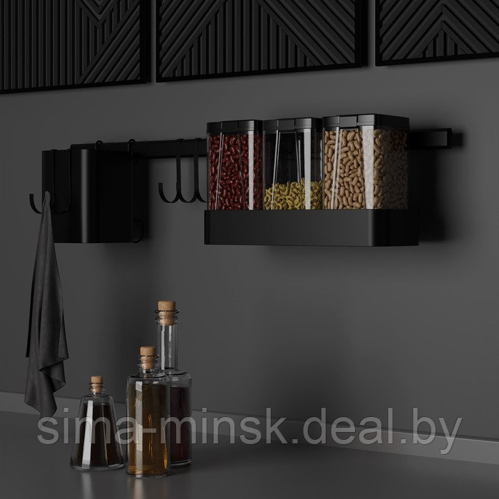 Рейлинговая система для кухни на 8 предметов Доляна, 60,5 см, цвет чёрный - фото 8 - id-p224097992