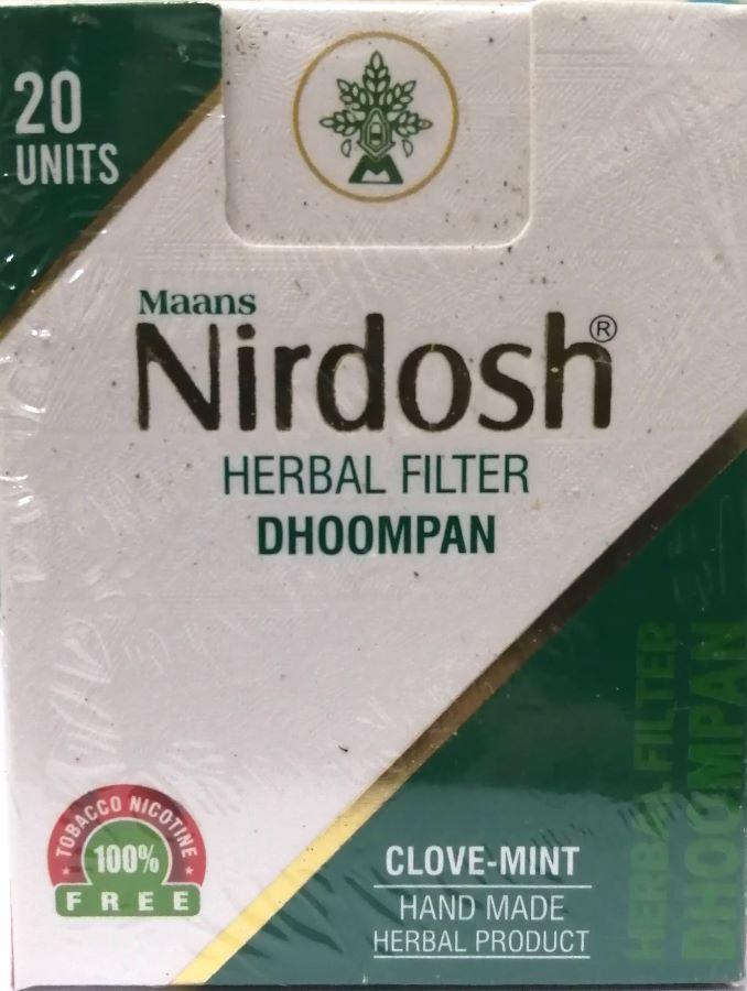 Нирдош гвоздика-мята (Nirdosh Dhoompan clove-mint) травяной ингалятор с фильтром, 20шт - бросить курить легко