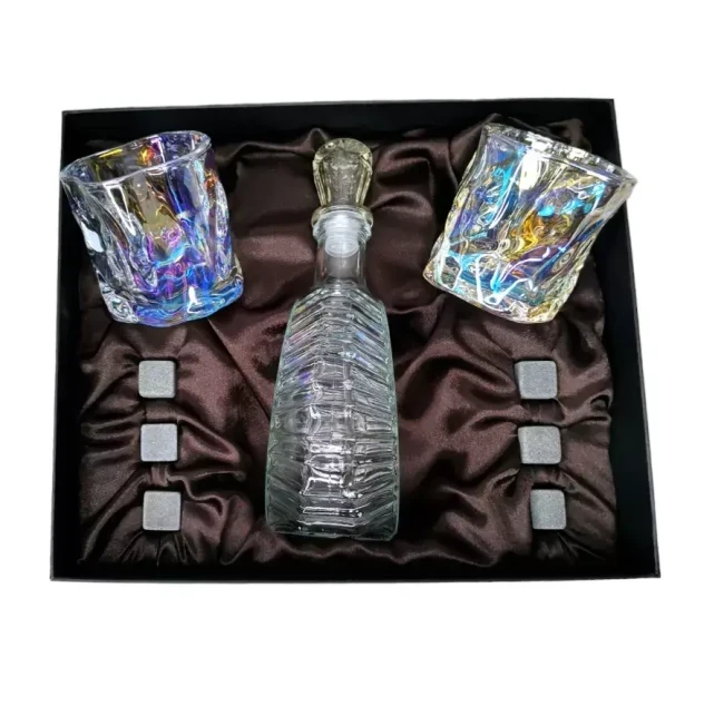 Подарочный набор для виски со штофом, 2 стакана, 6 камней AmiroTrend ABW-403 brown pearl - фото 2 - id-p224099143