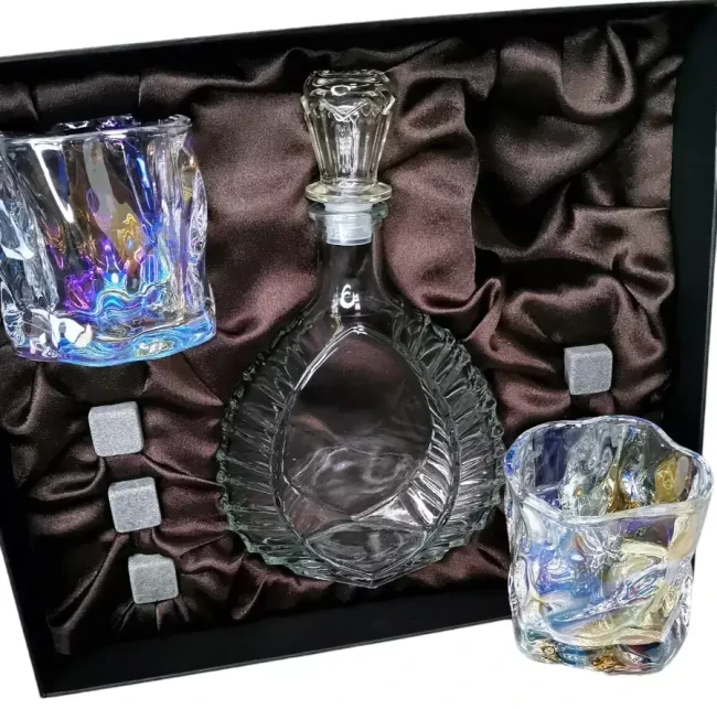 Подарочный набор для виски со штофом, 2 стакана, 6 камней AmiroTrend ABW-403 brown pearl - фото 5 - id-p224099143