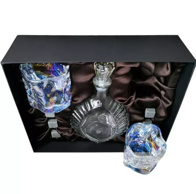 Подарочный набор для виски со штофом, 2 стакана, 6 камней AmiroTrend ABW-403 brown pearl - фото 7 - id-p224099143