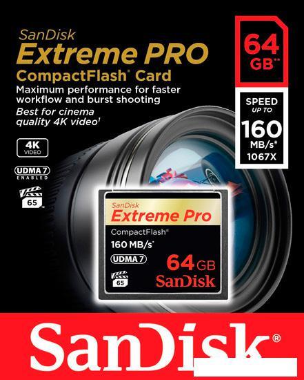 Карта памяти SanDisk Extreme Pro CompactFlash 64GB (SDCFXPS-064G-X46) - фото 3 - id-p223905094
