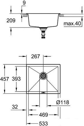 Кухонная мойка Grohe K700U 60-C 53.3/45.7 1.0 31654AP0 (черный гранит), фото 2