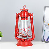 Керосиновая лампа декоративная красный 14х18х30 см RISALUX, фото 2