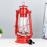 Керосиновая лампа декоративная красный 14х18х30 см RISALUX, фото 3