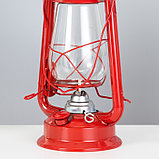 Керосиновая лампа декоративная красный 14х18х30 см RISALUX, фото 4