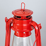Керосиновая лампа декоративная красный 14х18х30 см RISALUX, фото 5