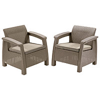 Комплект садовой мебели Tweet Duo: 2 кресла, цвет венге, подушки МИКС